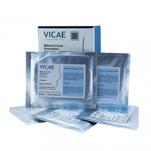 VICAE Cosmetic Máscara Facial Reparadora com Pantenol e Açúcares Raros - Caixa com 12 Sachês - 2