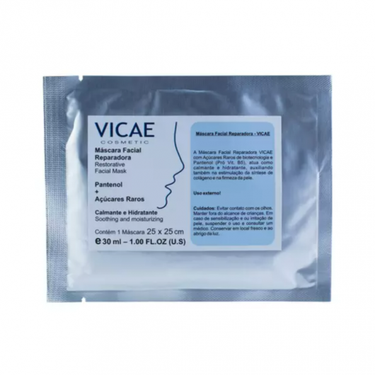 VICAE Cosmetic Máscara Facial Reparadora com Pantenol e Açúcares Raros - Caixa com 12 Sachês - 4