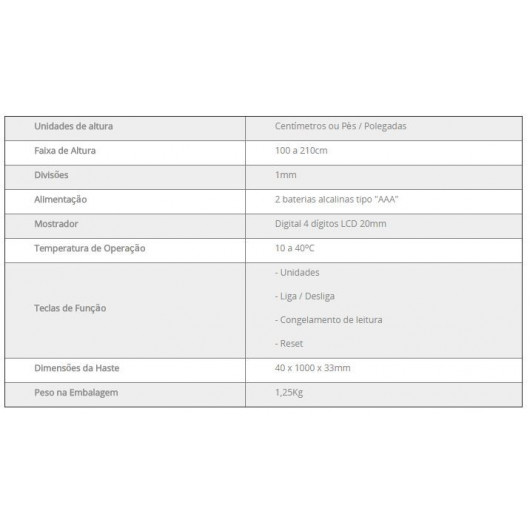 Estadiômetro digital HM-210D Ottoboni - 5