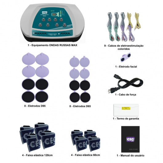Ondas Russas Max CECBRA- Eletroestimulação 4 Canais - Bivolt  - 2