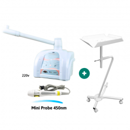 Combo Dermosteam 220v + Mini Probe Led Azul + Carrinho Para Vapor