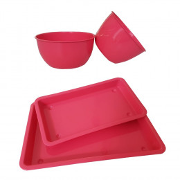 KIT Auxiliar com 2 Bandejas e 2 Cubas - Pink